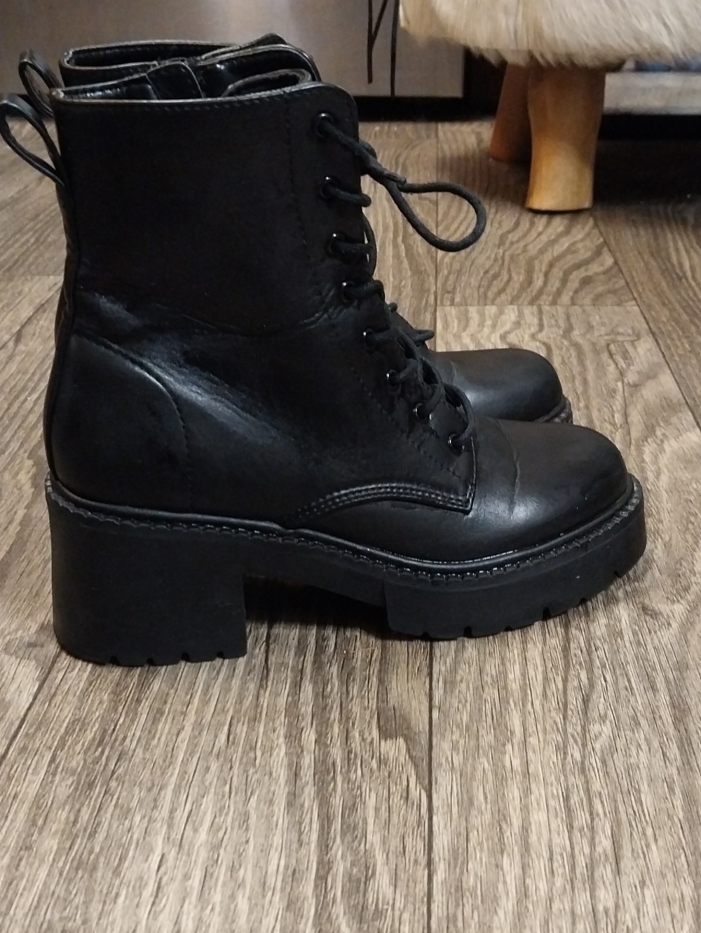 Black Talentt - Lace-Up -Platform Combat Boots -W/Side Zipper -Women-7M